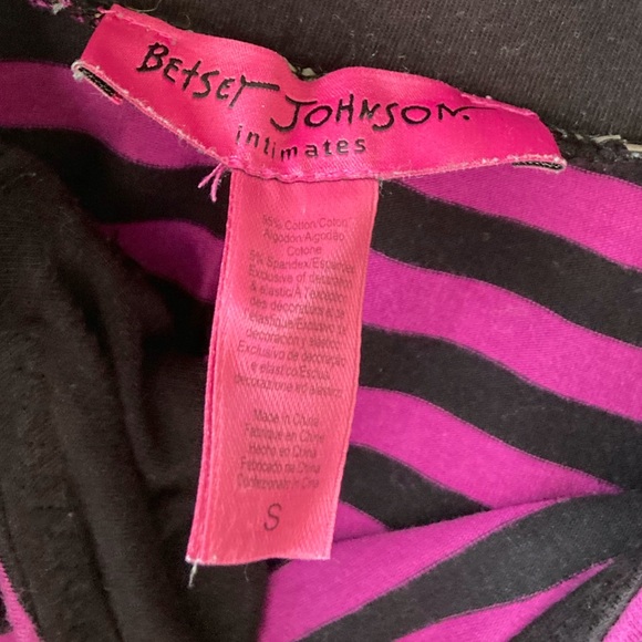Vintage Y2K Betsey Johnson Hot Pink/Black Striped Mini Lingerie Dress S - Picture 7 of 7